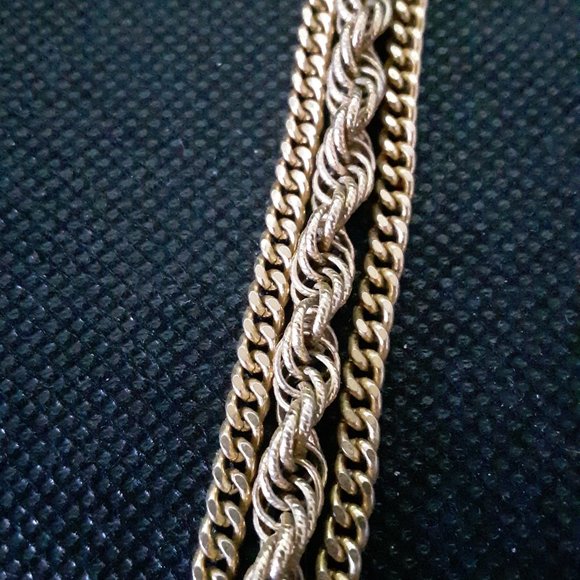 Vintage Monet Triple Strand Gold Tone Necklace - Picture 3 of 10